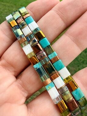Turquoise Multi-Color Beaded Stretch Bracelet - Women Jewelry